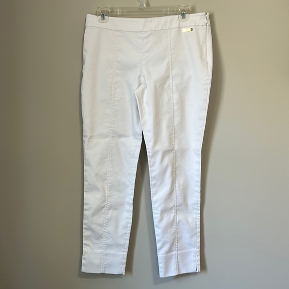 TORY BURCH Callie Skinny Ankle Pant Side Zip White Jean Designer Sz 4 - Picture 4 of 14